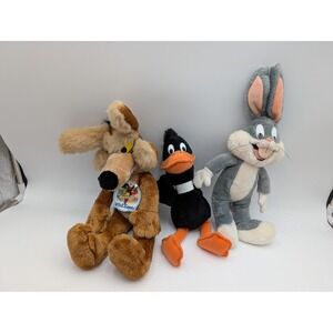 Mighty Star Looney Tunes Plush Lot Bugs Bunny Daffy Duck Wile E Coyote 24K